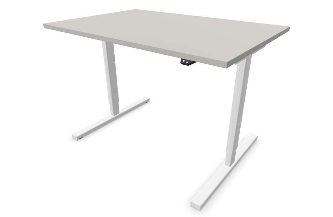 Narbutas Easy Sitz-Steh Schreibtisch - Spanplatte - Perlgrau