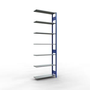 Schulte Lagertechnik Stecksystem Anbauregal MULTIplus85 mit Längenriegel - Metall - RAL 5010 Enzianblau/Verzinkt