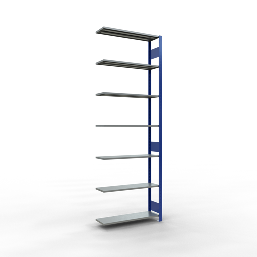 Schulte Lagertechnik Stecksystem Anbauregal MULTIplus85 mit Längenriegel - Metall - RAL 5010 Enzianblau/Verzinkt