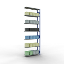 Laden Sie das Bild in den Galerie-Viewer, Schulte Lagertechnik Stecksystem Anbauregal MULTIplus85 mit Längenriegel - Metall - RAL 5010 Enzianblau/Verzinkt