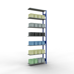 Schulte Lagertechnik Stecksystem Anbauregal MULTIplus85 mit Längenriegel - Metall - RAL 5010 Enzianblau/Verzinkt