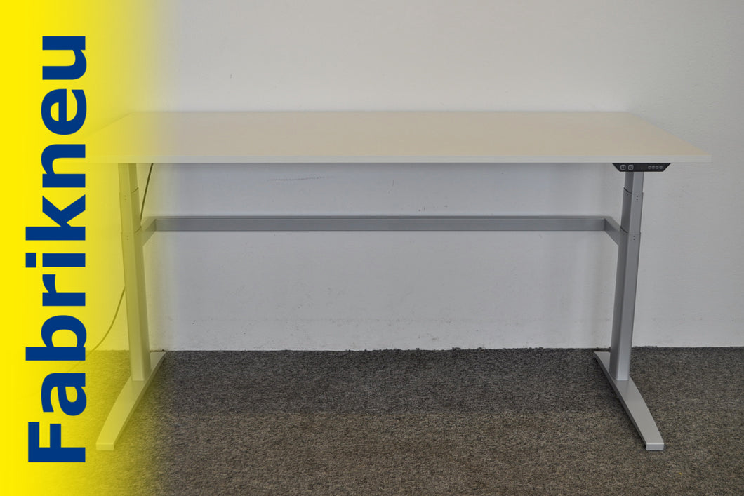 MC OFFICE SHOP MC Stand Sitz-Steh Schreibtisch elektrisch höhenverstellbar von 680-1350mm - 2000x1000mm - Holz - Kristallweiss