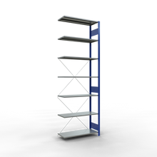 Laden Sie das Bild in den Galerie-Viewer, Schulte Lagertechnik Stecksystem Anbauregal MULTIplus85 mit Kreuzstrebe - Metall - RAL 5010 Enzianblau/Verzinkt