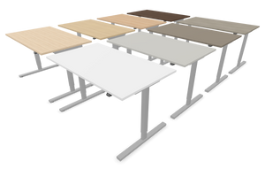Narbutas Easy Sitz-Steh Schreibtisch - Spanplatte - Eschendekor sandbeige mit Struktur