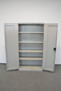 Lista Office Flügeltür-Aktenschrank für 5 Ordner-Reihen 997mm breit - ohne Schlüssel - Metall - Grau
