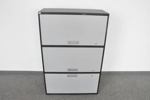 Lista Office Qub Modul-Kombination für 2 Ordner-Reihen + 1 Hängeregister-Auszug 800mm breit - ohne Schlüssel - Metall - Schwarz/Grau