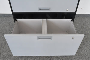 Lista Office Qub Modul-Kombination für 2 Ordner-Reihen + 1 Hängeregister-Auszug 800mm breit - ohne Schlüssel - Metall - Schwarz/Grau