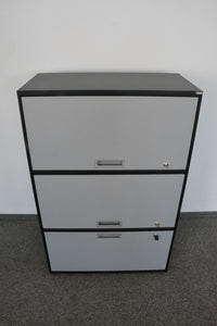Lista Office Qub Modul-Kombination für 2 Ordner-Reihen + 1 Hängeregister-Auszug 800mm breit - Metall - Schwarz/Grau