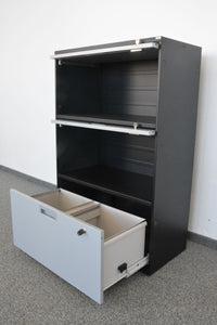 Lista Office Qub Modul-Kombination für 2 Ordner-Reihen + 1 Hängeregister-Auszug 800mm breit - Metall - Schwarz/Grau