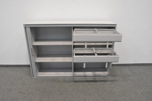 Lista Office Storage Lateralschrank für 3 Ordner-Reihen + 2 Hängeregister-Auszüge 1600mm breit - mit Schlüssel - Metall - Grau