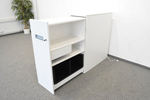 ZKD Apothekerschrank für 1 Ordner-Reihe + 1 Hängeregister-Auszug mit Öffnung rechts - Spanplatte Weiss