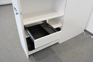 ZKD Apothekerschrank für 1 Ordner-Reihe + 1 Hängeregister-Auszug mit Öffnung rechts - Spanplatte Weiss