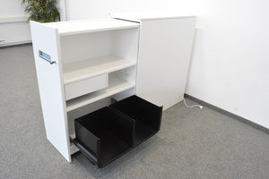 ZKD Apothekerschrank für 1 Ordner-Reihe + 1 Hängeregister-Auszug mit Öffnung rechts - Spanplatte Weiss