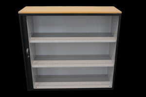 Lista Office Storage Lateralschrank für 3 Ordner-Reihen 1200mm breit - mit Schlüssel - Metall - Schwarz