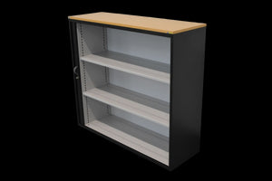 Lista Office Storage Lateralschrank für 3 Ordner-Reihen 1200mm breit - ohne Schlüssel - Metall - Schwarz
