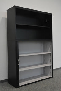 Lista Office Storage Kombi-Lateralschrank für 5 Ordner-Reihen 1200mm breit - ohne Schlüssel - Metall - Schwarz