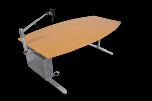 Wilkhahn Travis Konferenztisch fixe Höhe von 730mm - 1900x1000mm Bootsförmig - Linoleum-Oberfläche - Beigegrau