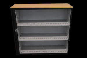 Lista Office Storage Lateralschrank für 3 Ordner-Reihen 1200mm breit - ohne Schloss - Metall - Schwarz