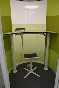 Tschudin DRUM'BOX mit Sitz-Steh-Tisch - Spanplatte - Weiss