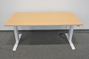 Top Design Stand Sitz-Steh Schreibtisch elektrisch höhenverstellbar von 660-1225mm - 1600x800mm - Spanplatte - Eichendekor gebleicht