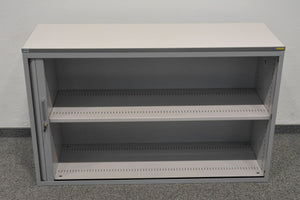 Lista Office Storage Lateralschrank für 2 Ordner-Reihen 1200mm breit - mit Schlüssel - Metall - RAL 9006 Weissaluminium