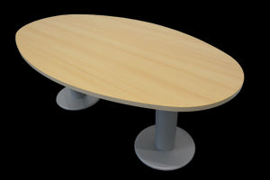 Top Design Classic Sitzungstisch fixe Höhe von 740mm - 2000x1100mm Oval - Spanplatte - Ahorndekor