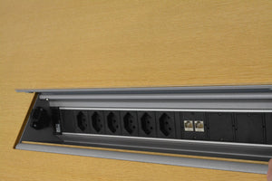 Lista Office Motion Sitzungstisch mechanisch höhenverstellbar von 720-820mm - 2400x1200mm - MDF - Eichendekor