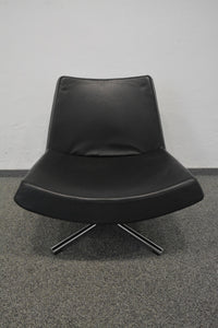 Top Design Fly Lounge Chair drehbar - Leder - Schwarz
