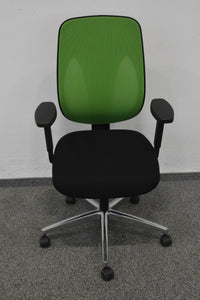 Giroflex G353 Bürodrehstuhl mit Armlehnen - Stoff - Schwarz/Grün