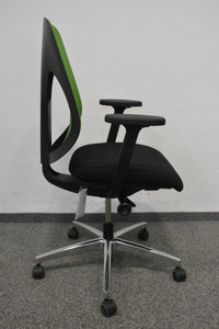 Giroflex G353 Bürodrehstuhl mit Armlehnen - Stoff - Schwarz/Grün