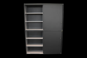 Lista Office Storage Schiebetür-Aktenschrank für 6 Ordner-Reihen 1600mm breit - mit Schlüssel - Metall - Anthrazit