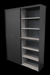 Lista Office Storage Schiebetür-Aktenschrank für 6 Ordner-Reihen 1600mm breit - mit Schlüssel - Metall - Anthrazit