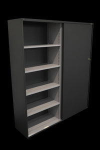 Lista Office Storage Schiebetür-Aktenschrank für 5 Ordner-Reihen 1600mm breit - mit Schlüssel - Metall - Anthrazit