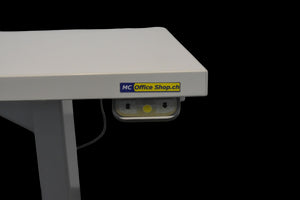 Denz AERO FLEX Sitz-Steh Schreibtisch elektrisch höhenverstellbar von 625-1285mm - 1600x800mm - Spanplatte - Lichtgrau