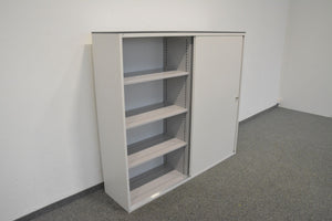 Lista Office Storage Schiebetür-Aktenschrank für 4 Ordner-Reihen 1600mm breit - ohne Schlüssel - Metall - Weiss