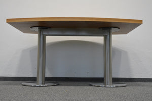 Top Design Exclusiv Sitzungstisch fixe Höhe von 740mm - 1480x840mm Bootsförmig - Spanplatte - Nussbaum