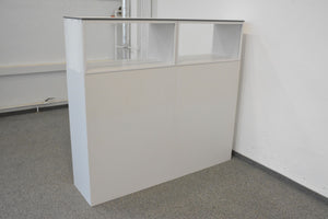 Lista Office Storage Schiebetür-Aktenschrank für 4 Ordner-Reihen 1600mm breit - mit Schlüssel - Metall - Weiss