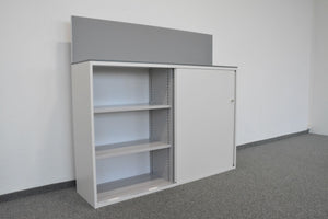Lista Office Storage Schiebetür-Aktenschrank mit Akkustik-Aufbau für 3 Ordner-Reihen 1600mm breit - ohne Schlüssel - Metall - Weiss