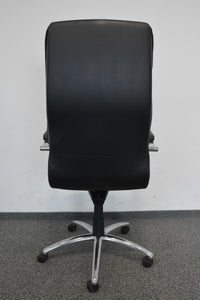 NowiStyl LE-01 Bürodrehstuhl mit Armlehnen - Leder - Schwarz